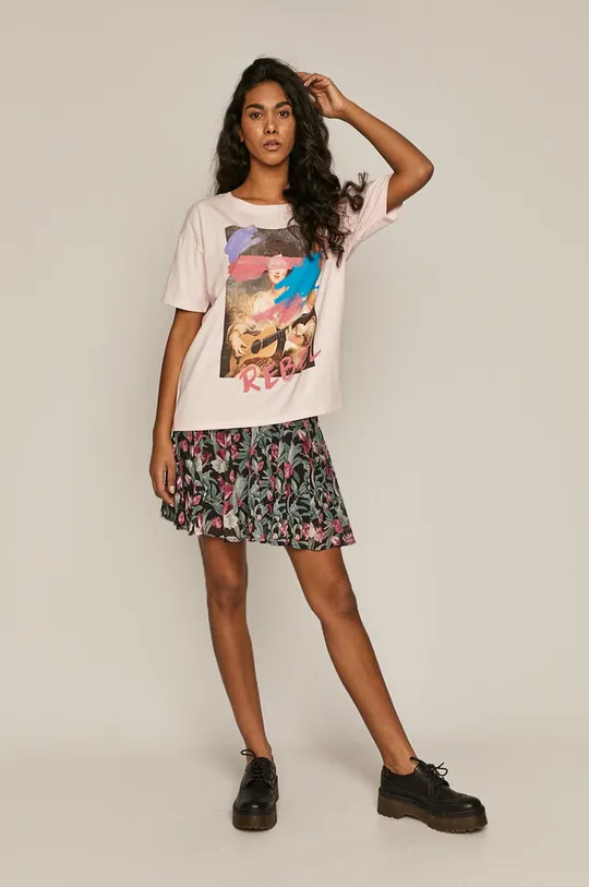 T-shirt damski z bawełny organicznej różowy różowy