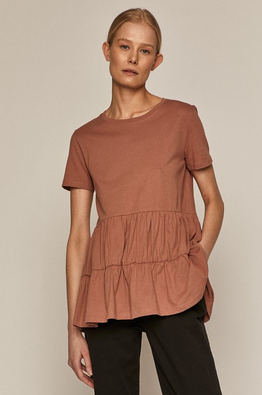 T-shirt damski z bawełny organicznej różowy 100 % Bawełna organiczna