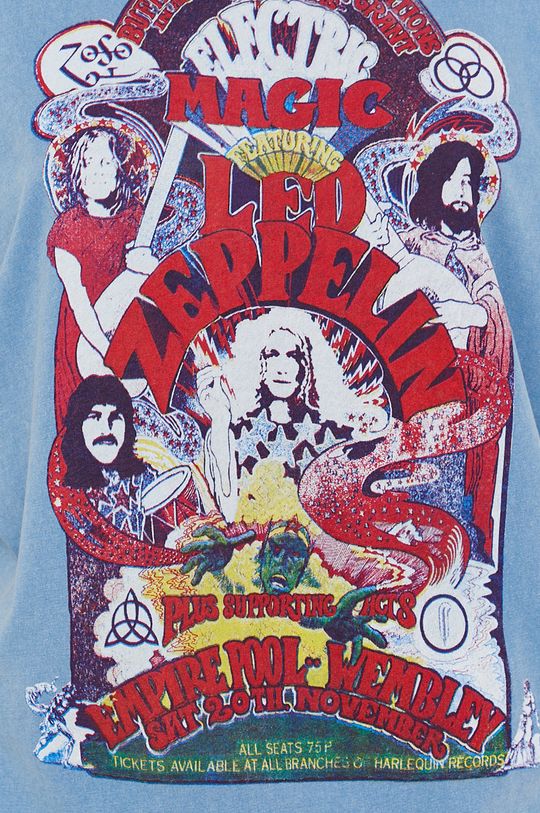 T-shirt damski z nadrukiem Led Zeppelin niebieski Damski