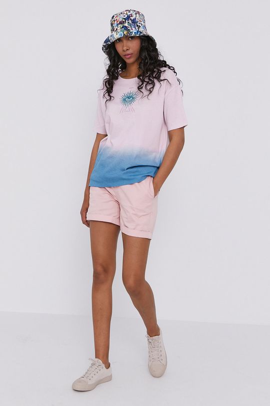 T-shirt damski z efektem ombre różowy pastelowy różowy
