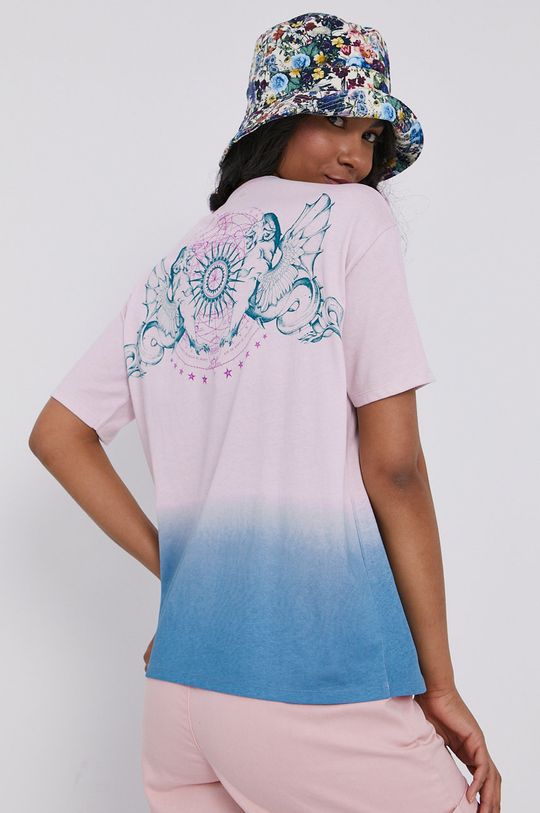 T-shirt damski z efektem ombre różowy 100 % Bawełna