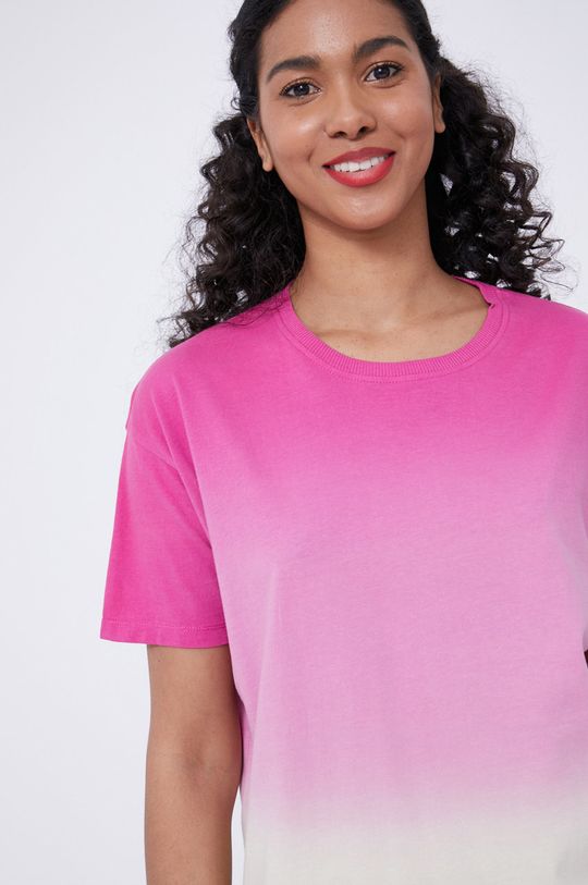 multicolor T-shirt damski z efektem ombre