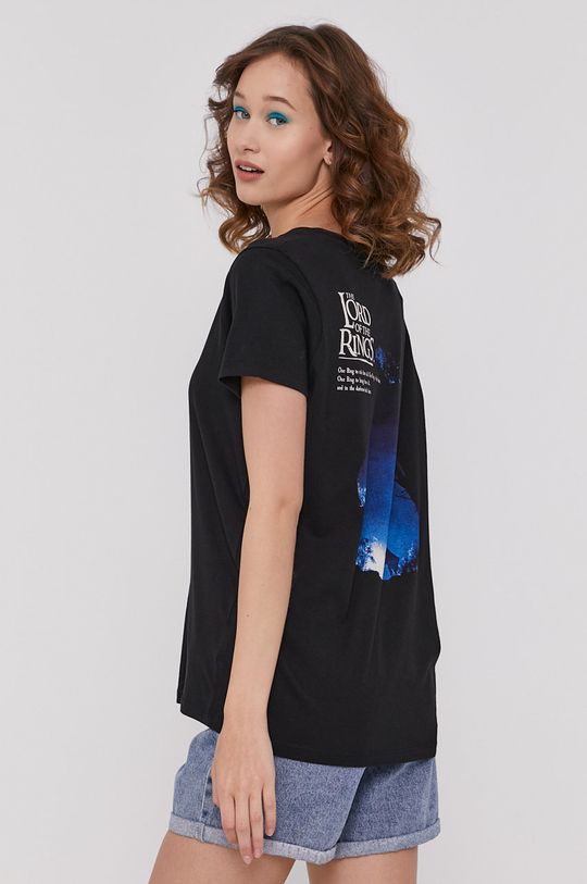 czarny T-shirt damski z bawełny organicznej z nadrukiem The Lord Of The Rings czarny