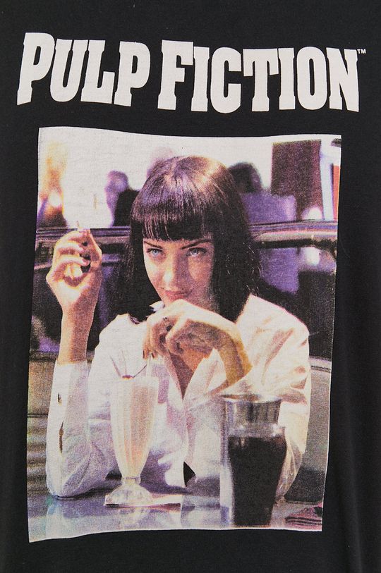 T-shirt damski z bawełny organicznej z nadrukiem Pulp Fiction czarny Damski