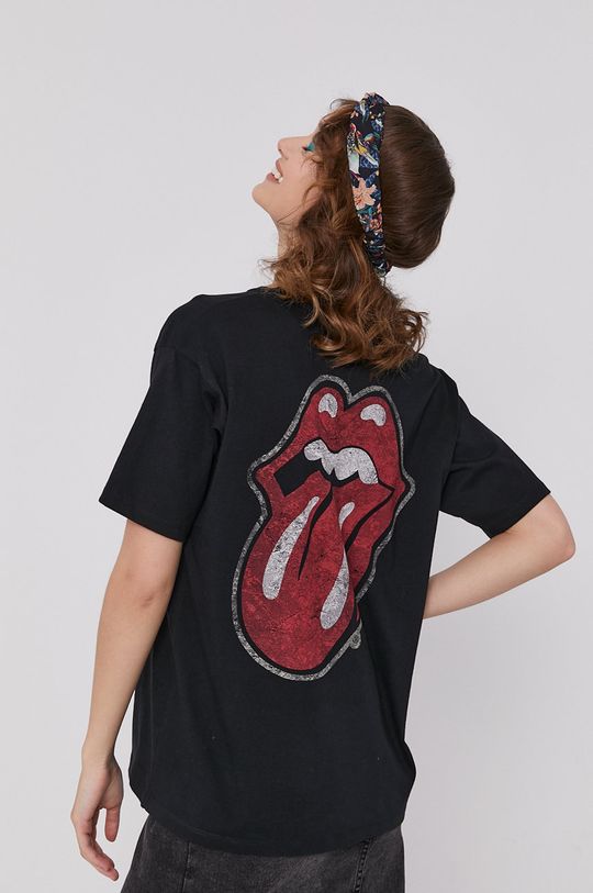 czarny T-shirt damski z nadrukiem The Rolling Stones czarny Damski