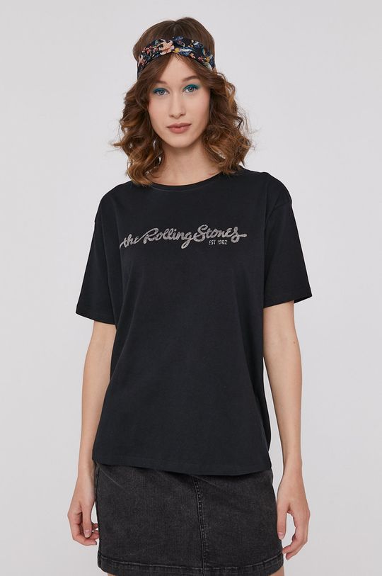 T-shirt damski z nadrukiem The Rolling Stones czarny 100 % Bawełna