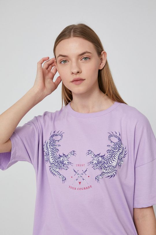 T-shirt damski z bawełny organicznej różowy Damski