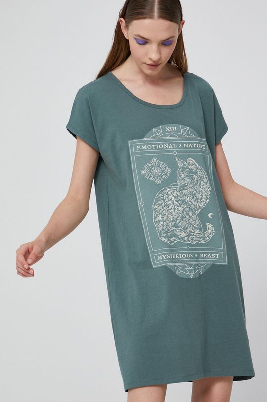 stalowy zielony T-shirt damski z bawełny organicznej zielony Damski
