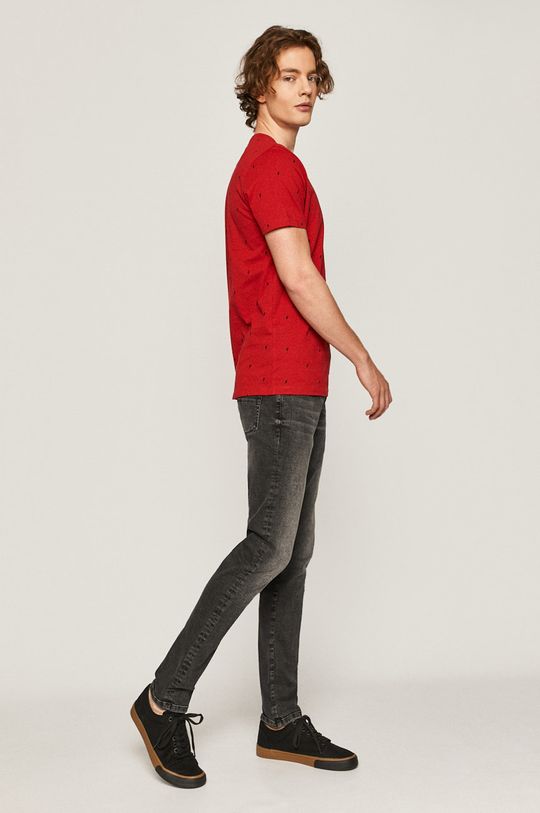 Bawełniany t-shirt męski w drobny wzór czerwony 100 % Bawełna