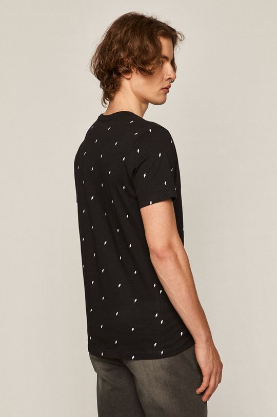 Bawełniany t-shirt męski w drobny wzór czarny 100 % Bawełna