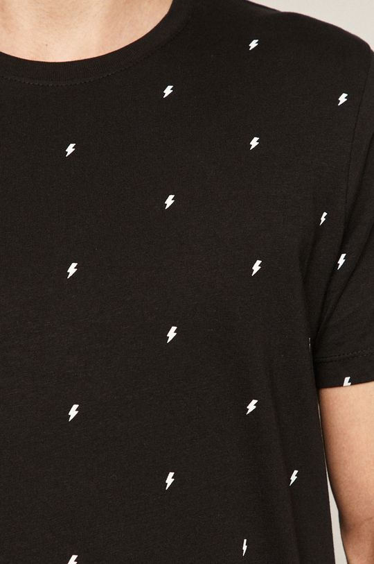 Bawełniany t-shirt męski w drobny wzór czarny Męski