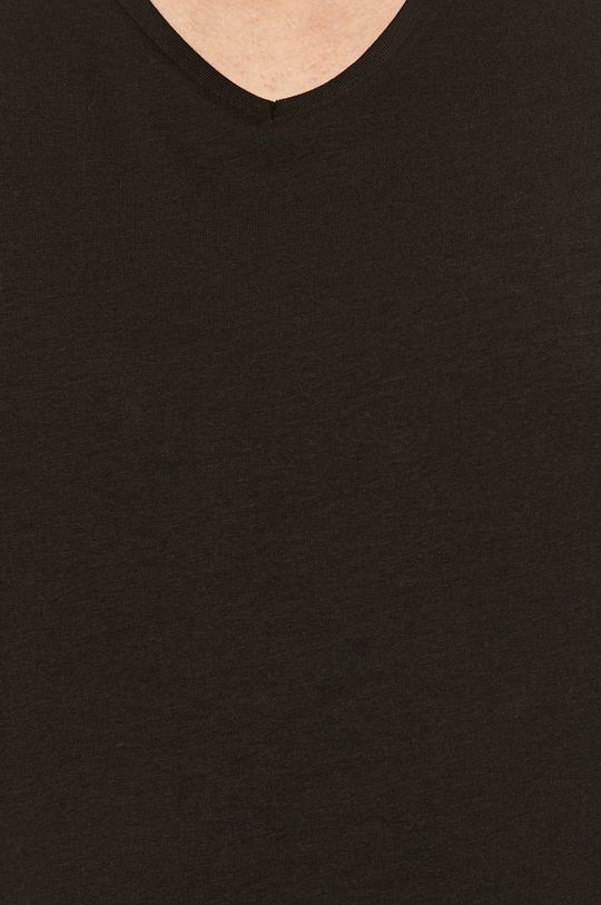 T-shirt męski z dekoltem w serek czarny Męski