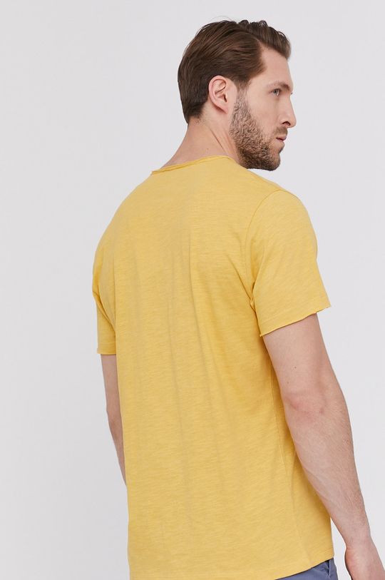 Bawełniany t-shirt męski z dekoltem w serek żółty 100 % Bawełna