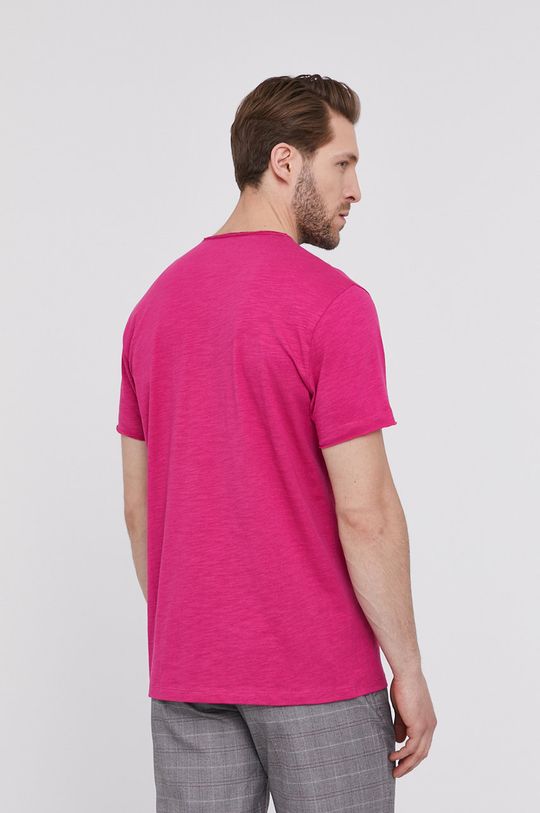 Bawełniany t-shirt męski z dekoltem w serek różowy 100 % Bawełna