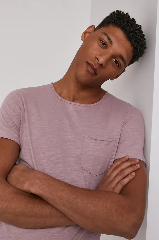 fioletowy Bawełniany t-shirt męski z kieszonką fioletowy Męski