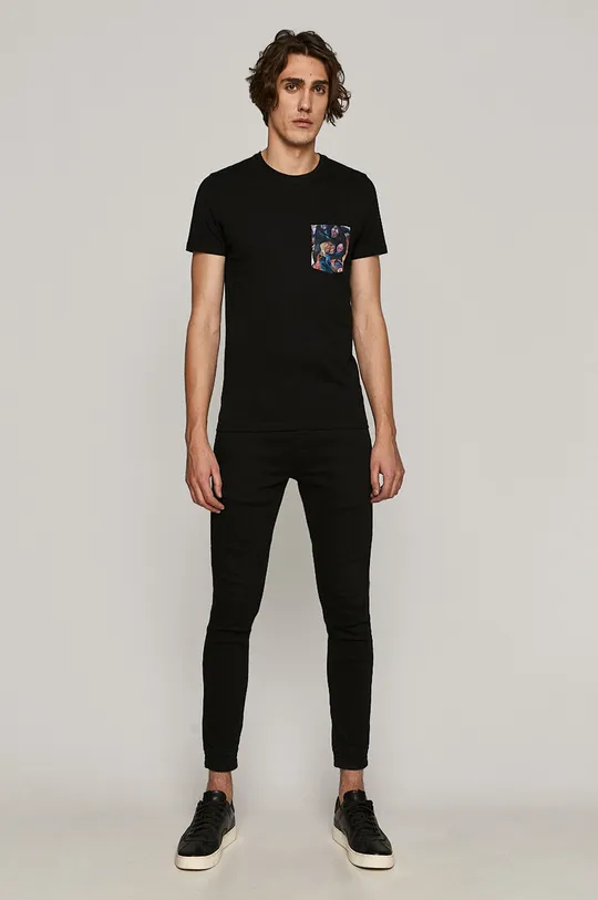 T-shirt męski z kolekcji EVIVA L’ARTE z bawełny organicznej czarny czarny
