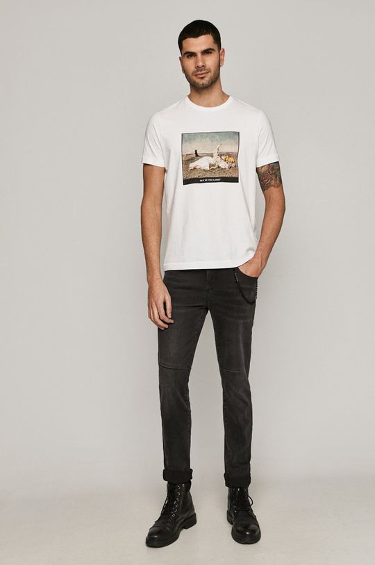 T-shirt męski z kolekcji EVIVA L’ARTE z bawełny organicznej biały biały