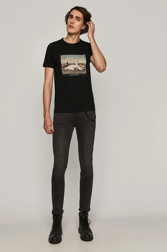 T-shirt męski z kolekcji EVIVA L’ARTE z bawełny organicznej czarny czarny