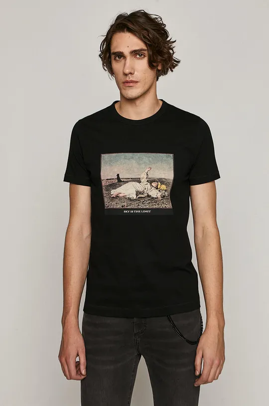 czarny T-shirt męski z kolekcji EVIVA L’ARTE z bawełny organicznej czarny