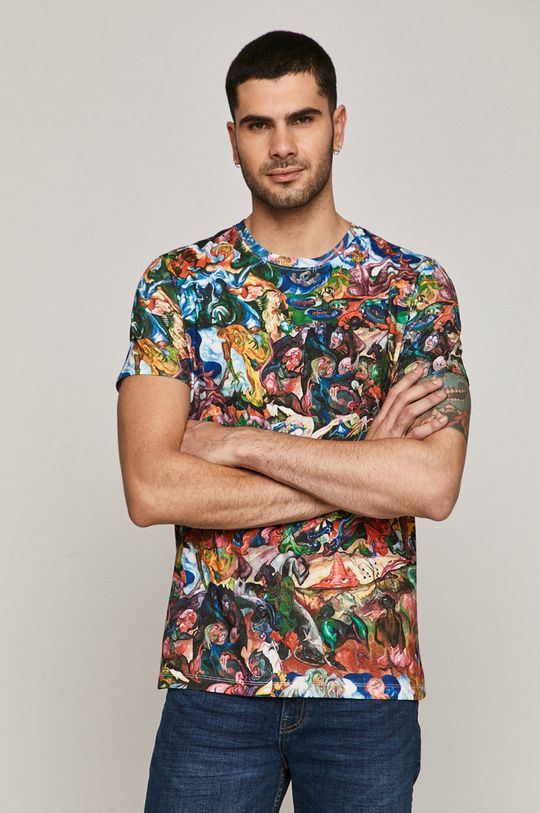 multicolor T-shirt męski z bawełny organicznej z kolekcji EVIVA L’ARTE