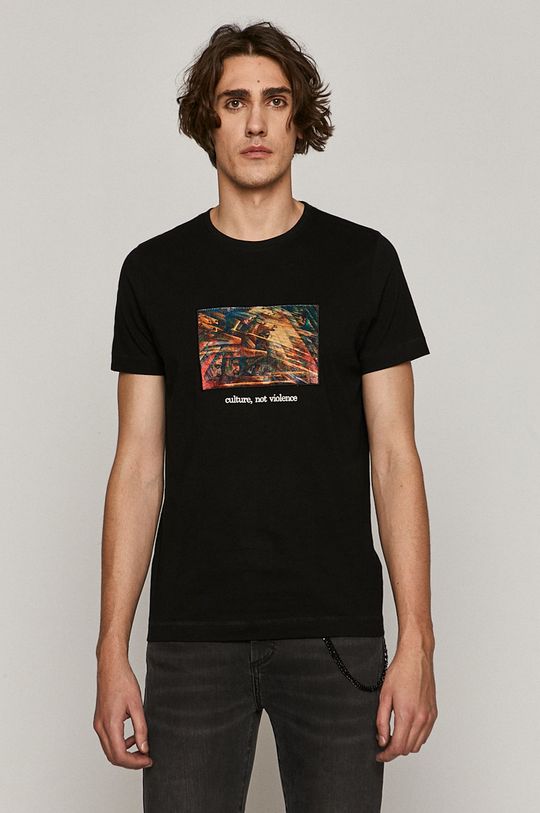T-shirt męski z bawełny organicznej z kolekcji EVIVA L’ARTE czarny czarny