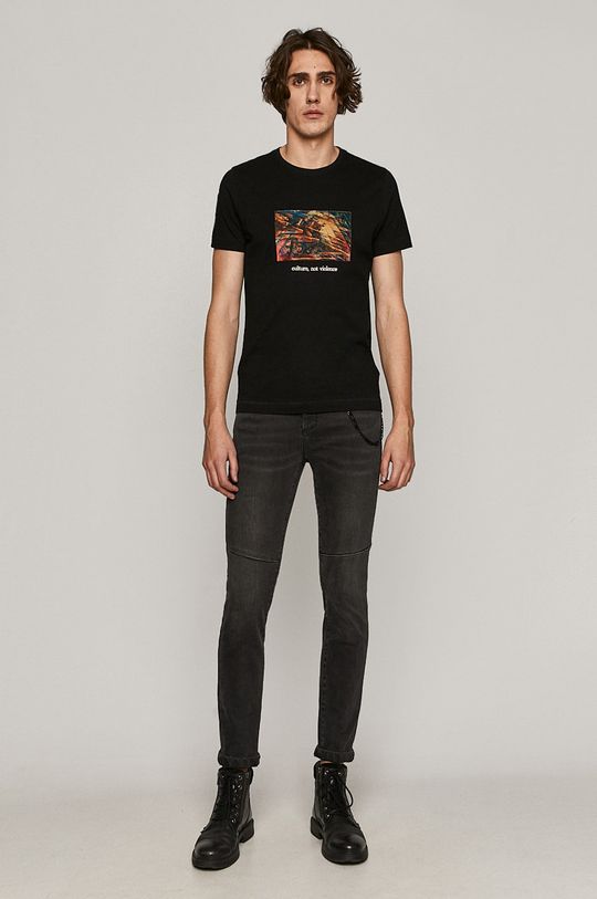 czarny T-shirt męski z bawełny organicznej z kolekcji EVIVA L’ARTE czarny