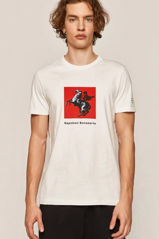 biały T-shirt męski z bawełny organicznej Banksy’s Graffiti biały Męski