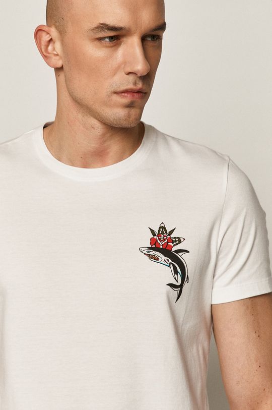 T-shirt męski z bawełny organicznej by Gruby Kruk, Tattoo Art biały Męski