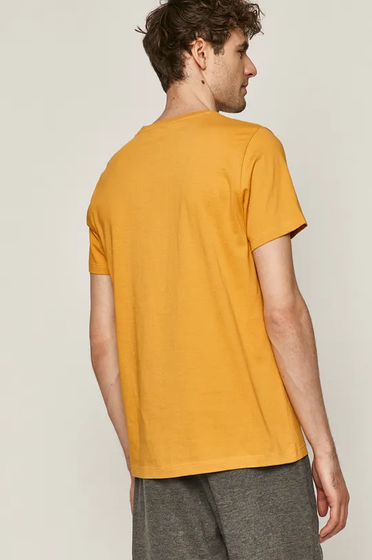 T-shirt męski z bawełny organicznej żółty <p>T-shirt żółty: 100% Bawełna organiczna 
T-shirt granatowy: 80% Bawełna, 20% Poliester</p>