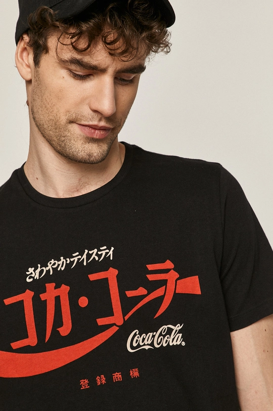 czarny T-shirt męski z nadrukiem Coca-Cola czarny