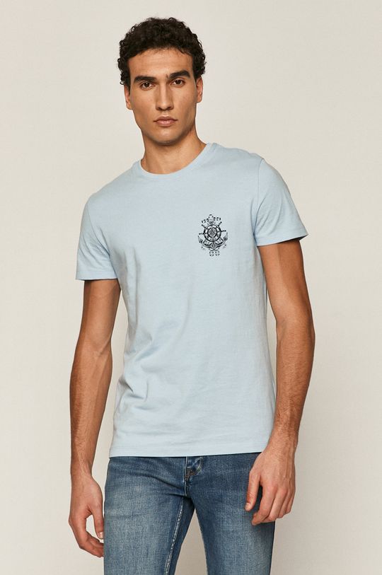 T-shirt męski z bawełny organicznej niebieski 100 % Bawełna organiczna