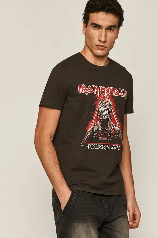 szary T-shirt męski z nadrukiem Iron Maiden szary Męski