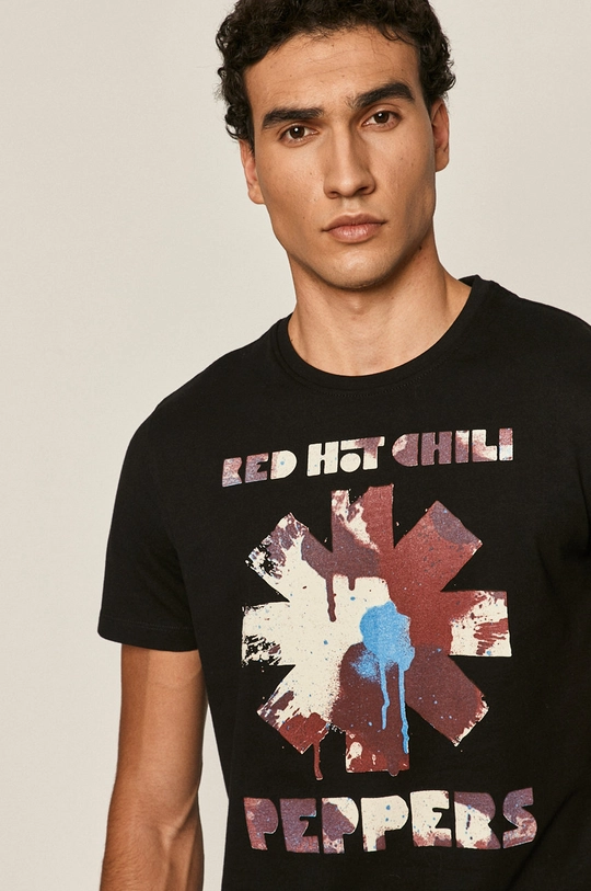 T-shirt męski z nadrukiem Red Hot Chili Peppers czarny Męski