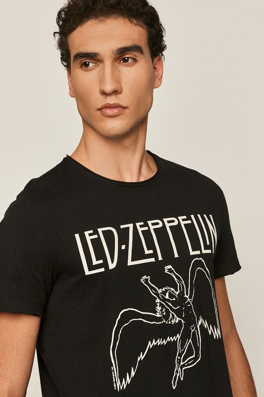 czarny T-shirt męski z nadrukiem Led Zeppelin czarny Męski