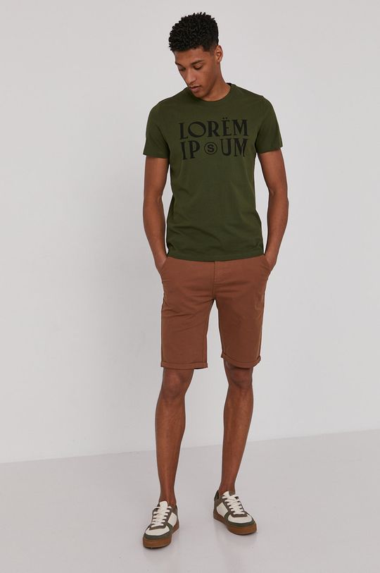 T-shirt męski z bawełny organicznej by Bartek Bojarczuk zielony brązowa zieleń