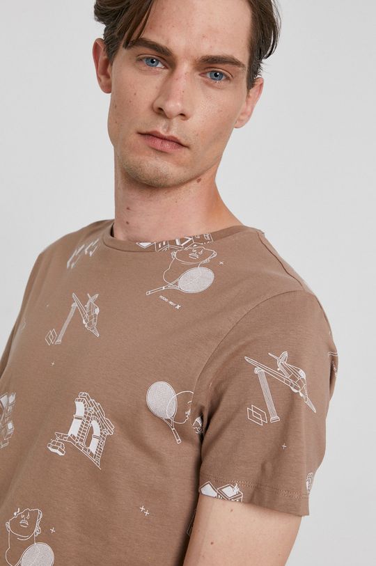 T-shirt męski z bawełny organicznej beżowy Męski