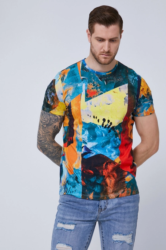 multicolor T-shirt męski z bawełny organicznej Męski