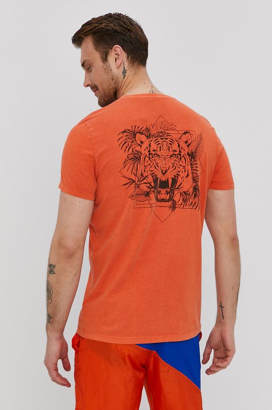 Bawełniany t-shirt męski z nadrukiem pomarańczowy 100 % Bawełna