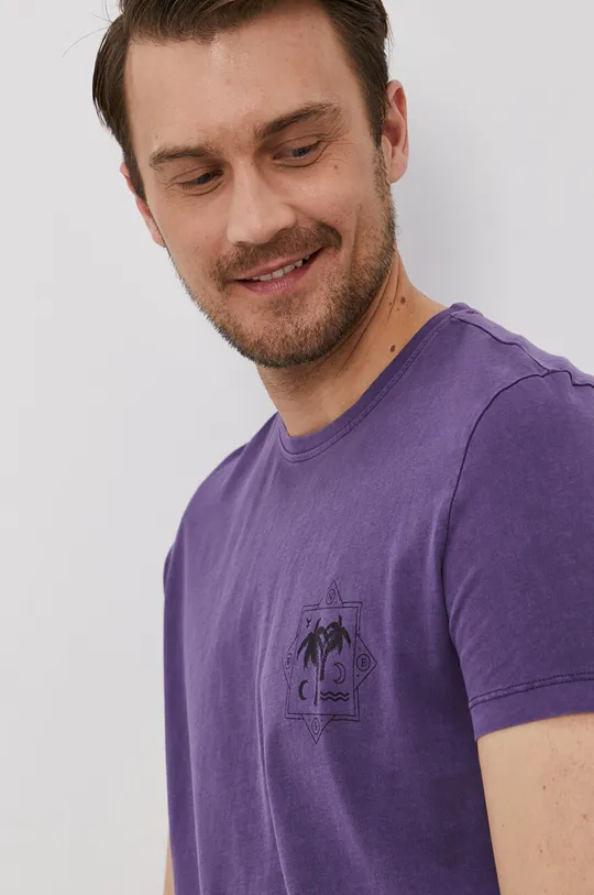 Bawełniany t-shirt męski z nadrukiem fioletowy 100 % Bawełna