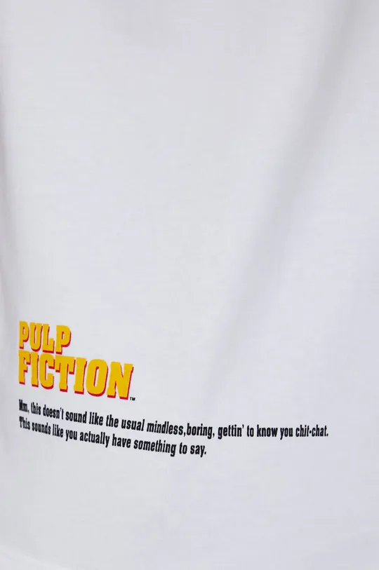 T-shirt męski z bawełny organicznej z nadrukiem Pulp Fiction biały