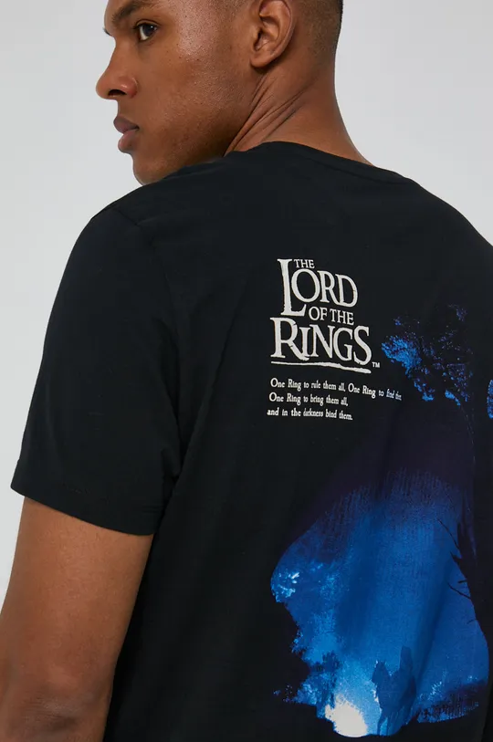 T-shirt męski z bawełny organicznej z nadrukiem The Lord Of The Rings czarny