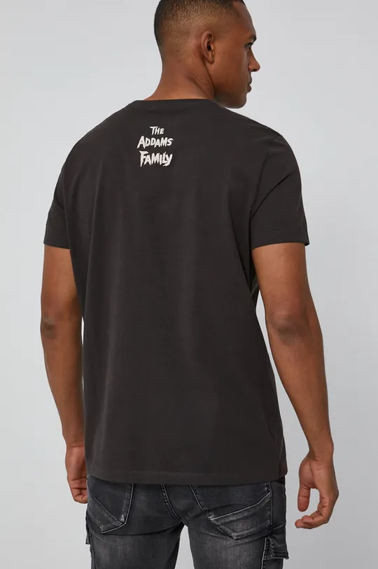 T-shirt męski z bawełny organicznej z nadrukiem The Addams Family czarny 100 % Bawełna organiczna