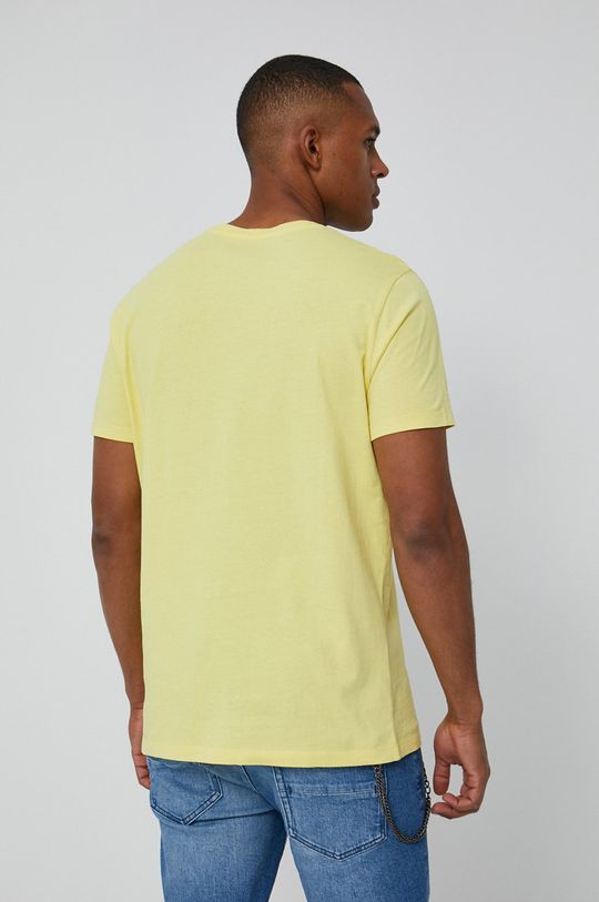 T-shirt męski z bawełnianej dzianiny żółty 100 % Bawełna