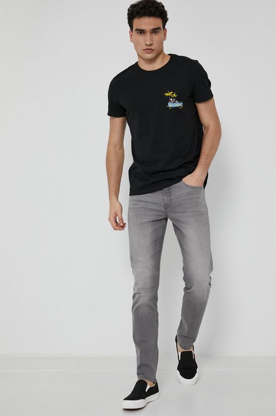 T-shirt męski z bawełny organicznej czarny czarny