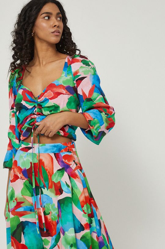 Bluzka damska bawełniana wzorzysta multicolor multicolor