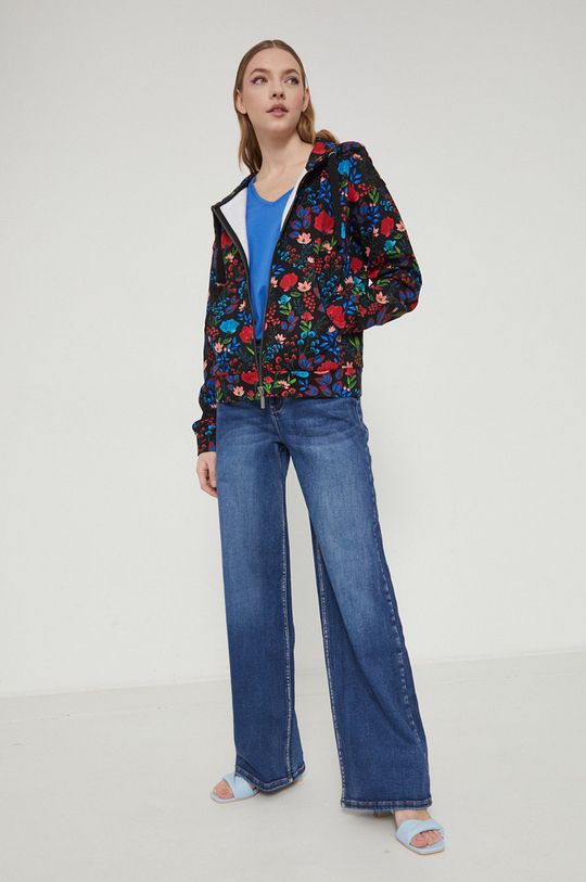 Bluza bawełniana damska wzorzysta multicolor multicolor