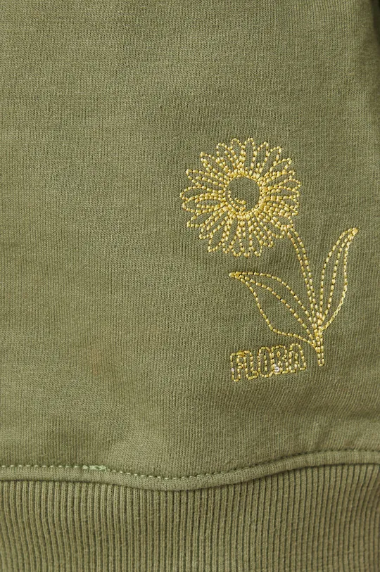 Bluza bawełniana damska z kapturem z aplikacją zielona Damski