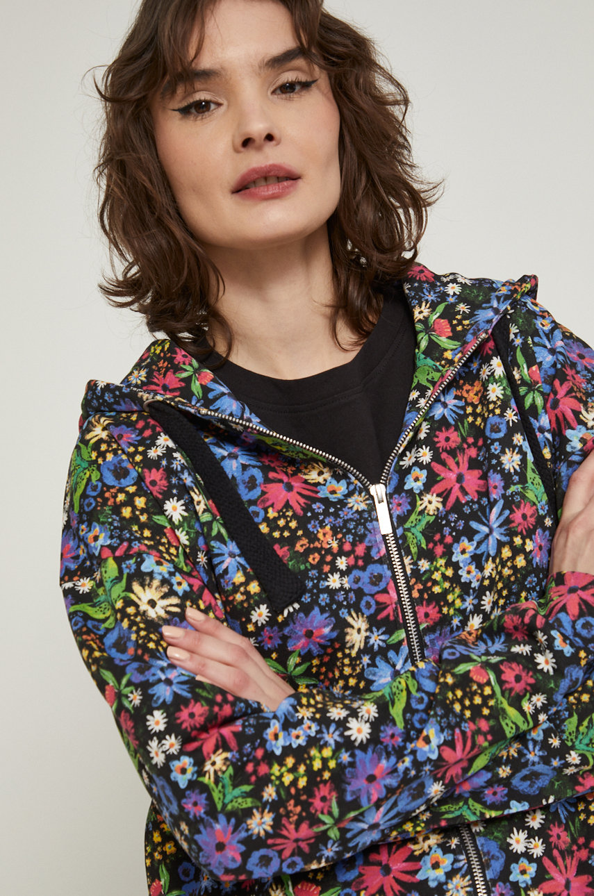 Medicine bluza bawełniana damska z kapturem z nadrukiem