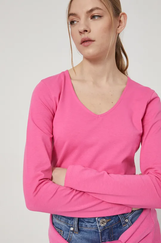 ružová Tričko s dlhým rukávom dámsky Basic Dámsky