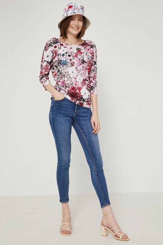 Bavlnené tričko s dlhým rukávom Flower Oasis pastelová ružová